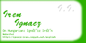 iren ignacz business card